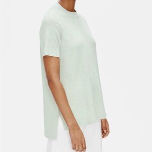 Eileen Fisher Organic Linen Crepe Stretch Mock Neck Tunic Top
